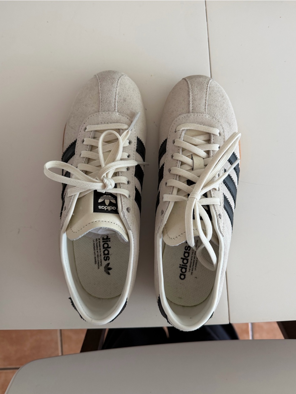 adidas Women's Cream and Black Suede Tokio Sneakers